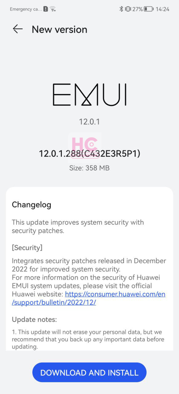 huawei p50 pro december 2022 emui update